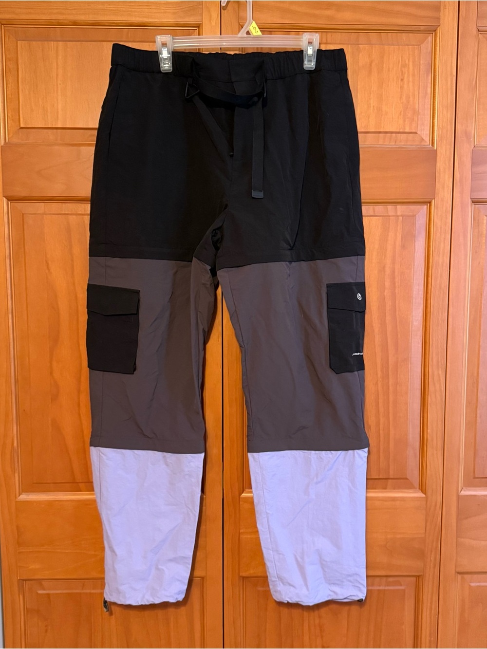 women’s zip off Colorblock Utility cargo Pants - Black/Gray/purple